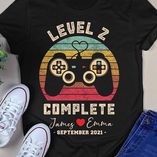 2nd Anniversary Gift, Video Game Shirt, 2 Year Anniversary Gift, Gamer Husband Gift, Level 2 Complete