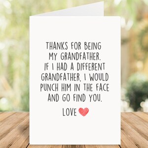 Tarjeta para abuelo, tarjeta divertida para abuelo, gracias por ser mi abuelo, tarjeta blanca doblada de 5 x 7