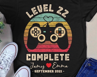 22nd Anniversary Gift, Video Game Shirt, 22 Year Anniversary Gift, Gamer Husband Gift, Level 22 Complete