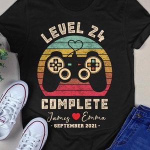 Regalo de 24 aniversario, camisa de videojuego, regalo de aniversario de 24 años, regalo de marido de jugador, nivel 24 completo