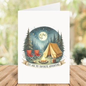 Cartão de acampamento, você é meu cartão de aventura favorito, cartão de dia dos namorados, cartão de aniversário, cartão dobrado 5x7