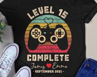 15th Anniversary Gift, Video Game Shirt, 15 Year Anniversary Gift, Gamer Husband Gift, Level 15 Complete