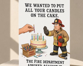 Funny Birthday Card for Him or Her, Too Many Candles Fire Hazard Joke
