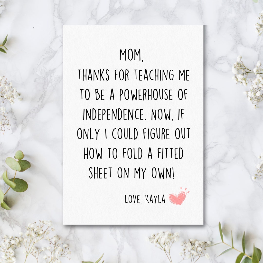 Funny Mom Card, Customized Thank You Card for Mother, Mother's Day Card ...