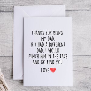 Carta papà, carta divertente per papà, grazie per essere mio padre, carta bianca piegata 5x7