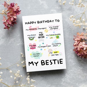 Biglietto d'auguri divertente per la migliore amica, regalo di compleanno unico per la migliore amica, biglietto esilarante per la sorella dell'anima, regalo di compleanno per lei