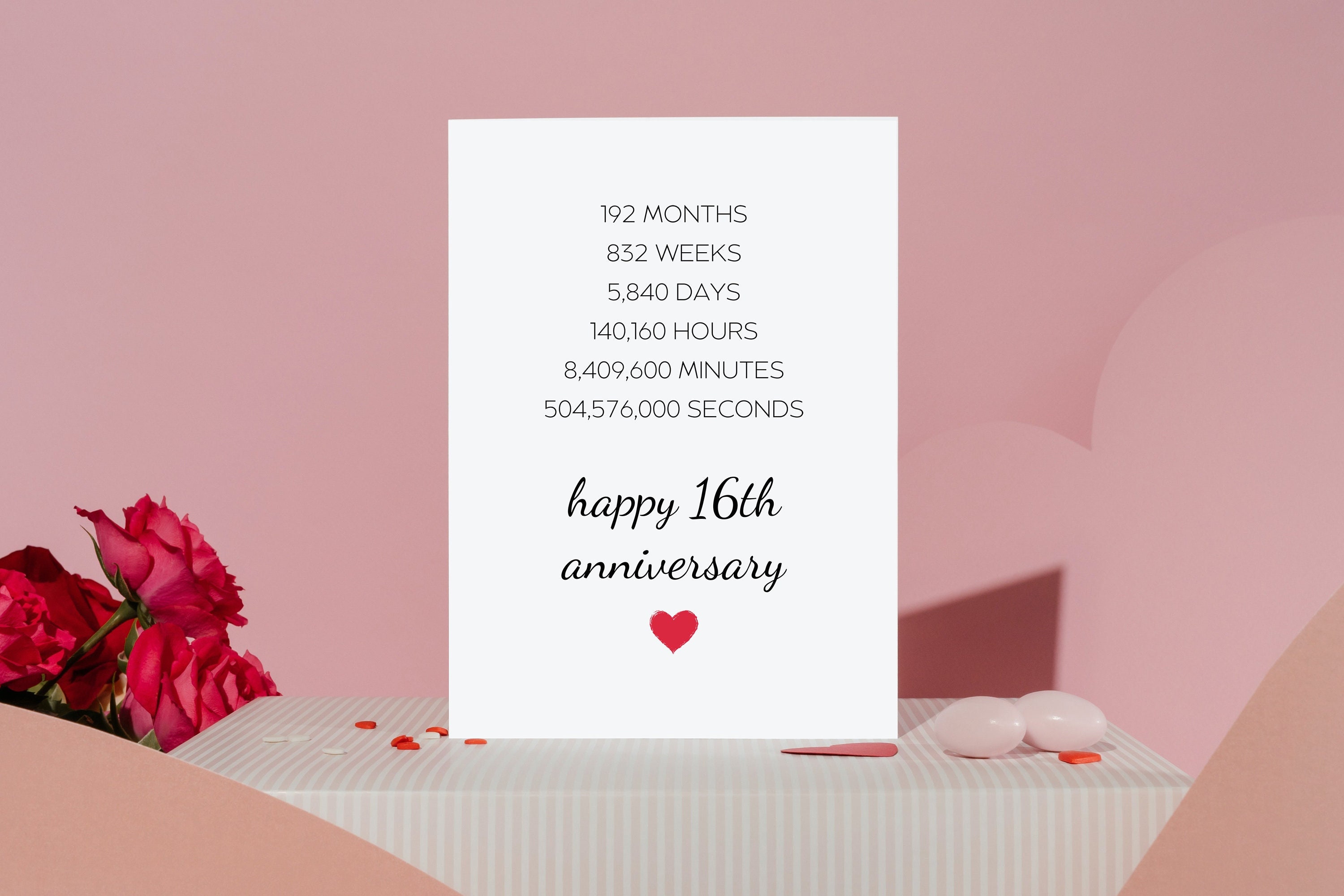 16th Anniversary Card, 16th Anniversary Gifts for Husband, 16 Year