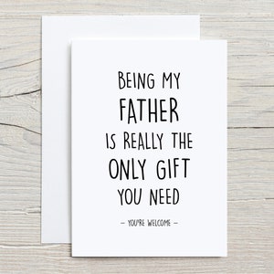 Carta padre, carta divertente per padre, grazie per essere mio padre, carta bianca piegata 5x7