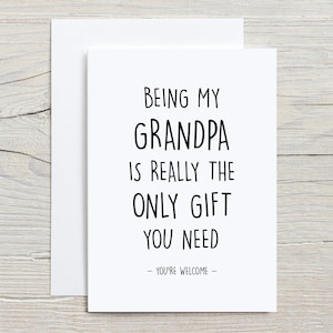 Carta del nonno, carta divertente per il nonno, grazie per essere mio nonno, carta bianca piegata 5x7