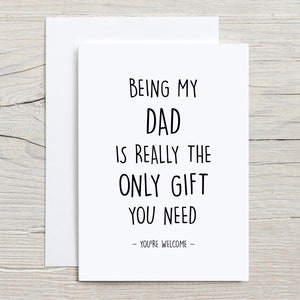Carta papà, carta divertente per papà, grazie per essere mio padre, carta bianca piegata 5x7