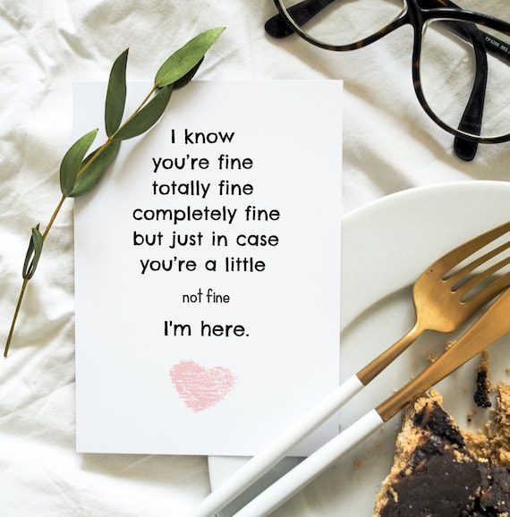 I'm here card, thinking of you card, cancer support, IVF support card, Miscarriage card, Pet loss card, folded 5x7 white card