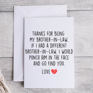 Carte beau-frère, carte amusante pour beau-frère, merci d'être mon beau-frère, carte blanche pliée 5x7