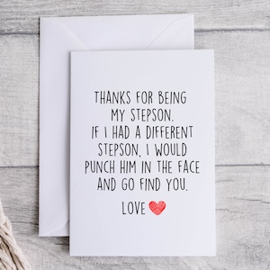Carte Stepson, carte amusante pour Stepson, merci d'être mon Stepson, carte blanche pliée 5x7