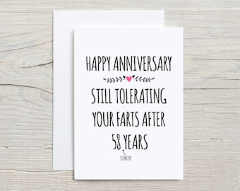 Stuff4 Jolie Carte De 58e Anniversaire Pour Mari - Meilleur Mari Depuis