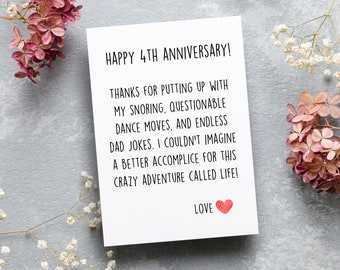 Happy 4 Year Anniversary Work Anniversary Card Instant Download PDF ...
