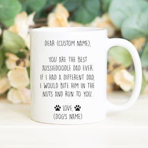 Caneca Aussiedoodle, melhor presente Aussiedoodle, caneca engraçada para pai Aussiedoodle, presente Aussiedoodle para homens