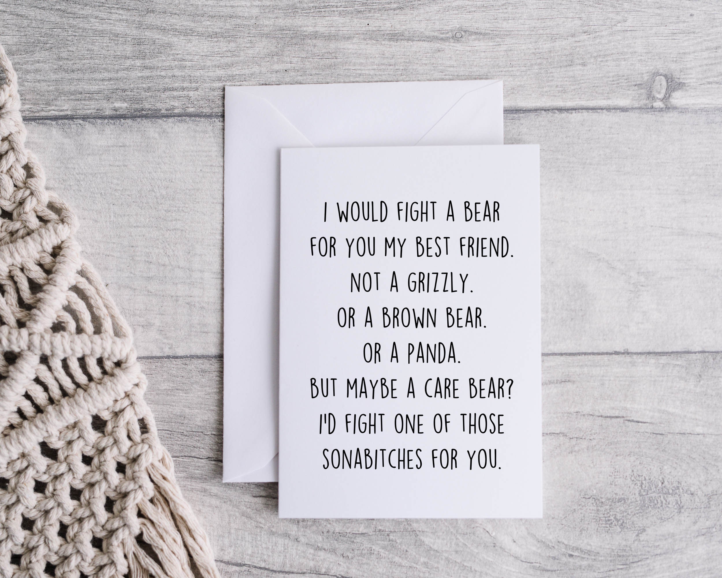 Friend card, funny card for Friend, thank you for being my Friend, folded 5x7 white card
