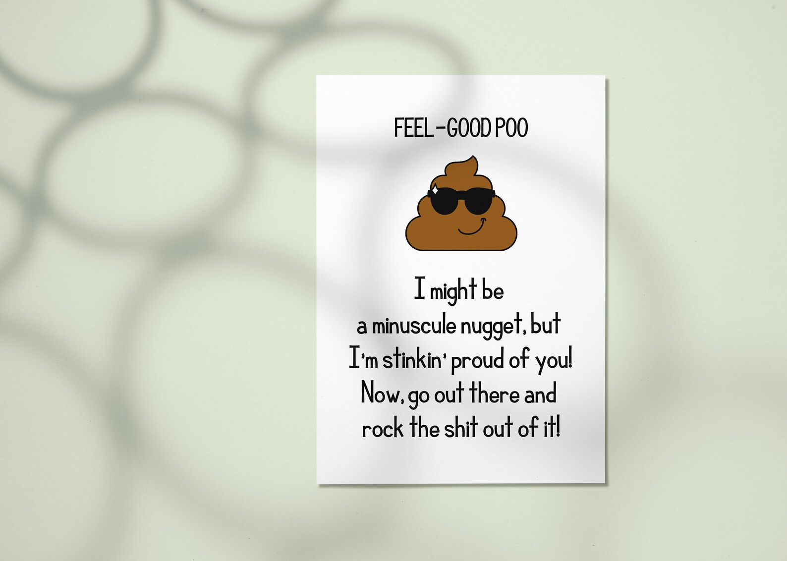 Funny Encouragement Card, Cute Positive Poo Card, Unique Desk Decor ...