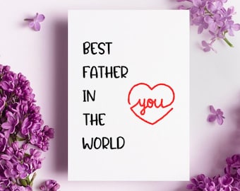 Father card, Funny Husband Father's Day Card, Dad Birthday Card, Funny card for Dad, Best Father in the world, Best Father Ever Card