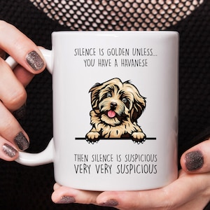 Regalo de Bichón Habanero, taza de Bichón Habanero, El silencio es oro a menos que tengas un Bichón Habanero, el mejor regalo para los amantes del Bichón Habanero