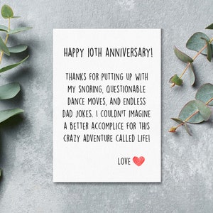 Carte du 10e anniversaire, cadeaux du 10e anniversaire pour mari, cadeaux d'anniversaire de 10 ans pour femme, 10 ans de mariage, 10e année de mariage