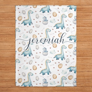Personalized Dinosaur baby blanket for toddler custom name blanket for baby shower gift for boy customized throw blanket for Birthday gift