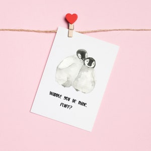 Valentine&#39;s Day card, Love card, Penguin card, Anniversary card, confess card, card for her, card for him, Waddle you be mine Card