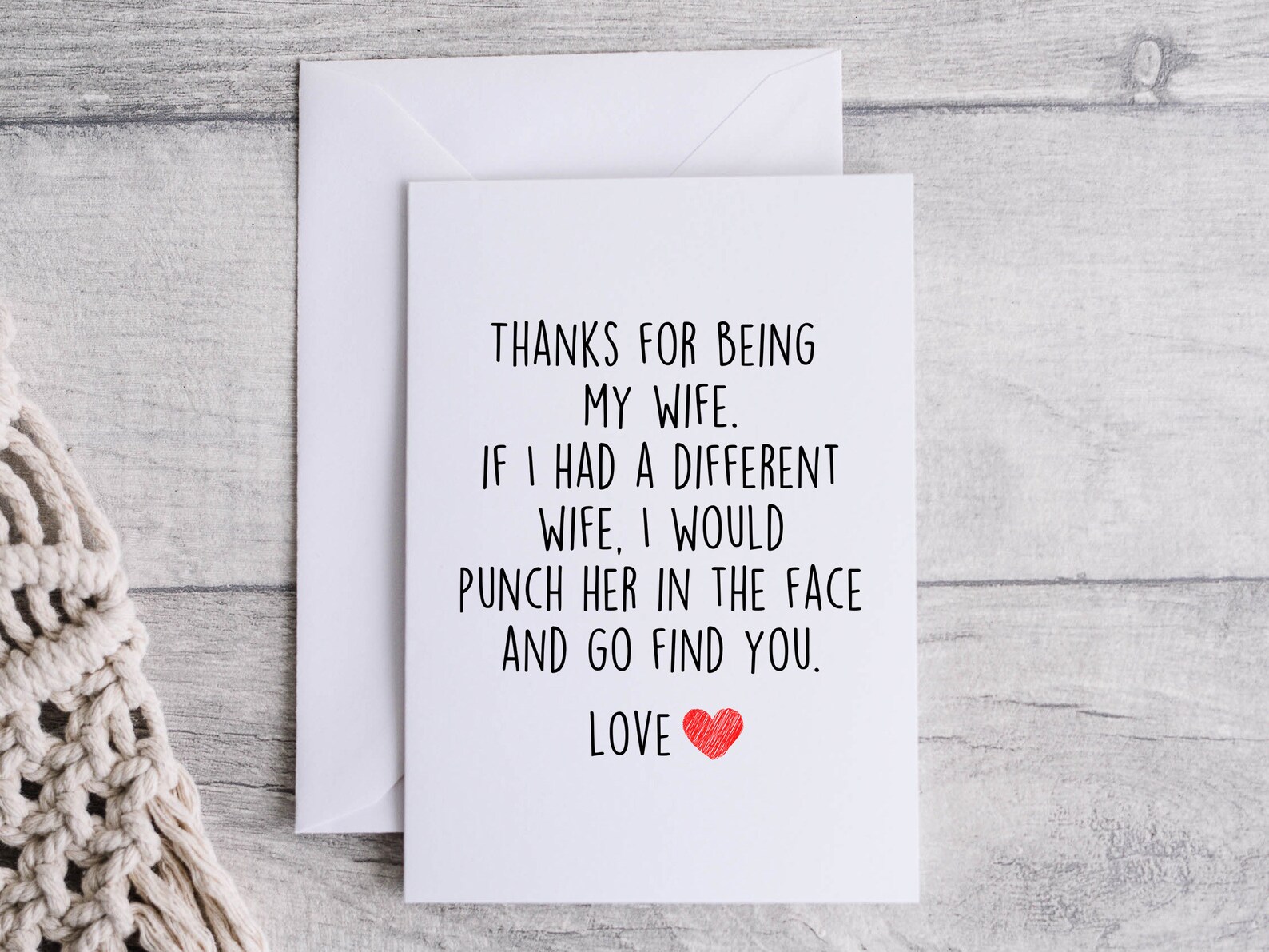 Wife Card Funny Card for Wife Thank You for Being My Wife Etsy