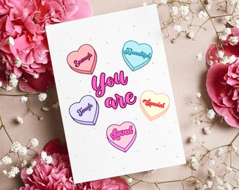 Cute Valentine Card, Heart Card, Women's Valentines Day Card, Love Valentine Card, Card For Her, You are loved Card, Love Card, Card for BFF