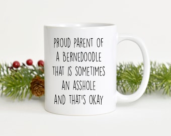 Funny Bernedoodle Mom Mug, White Ceramic Coffee Cup