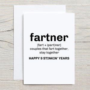 Tarjeta de 9º aniversario, tarjeta de 9º aniversario para marido, tarjeta de 9º aniversario para esposa, 9 años de matrimonio, matrimonio de 9º año
