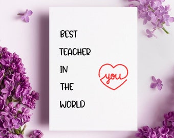 Teacher card, Funny card for teacher, Best teacher ever, Gift for teacher, End of term gift for teacher, Teacher's day appreciation card