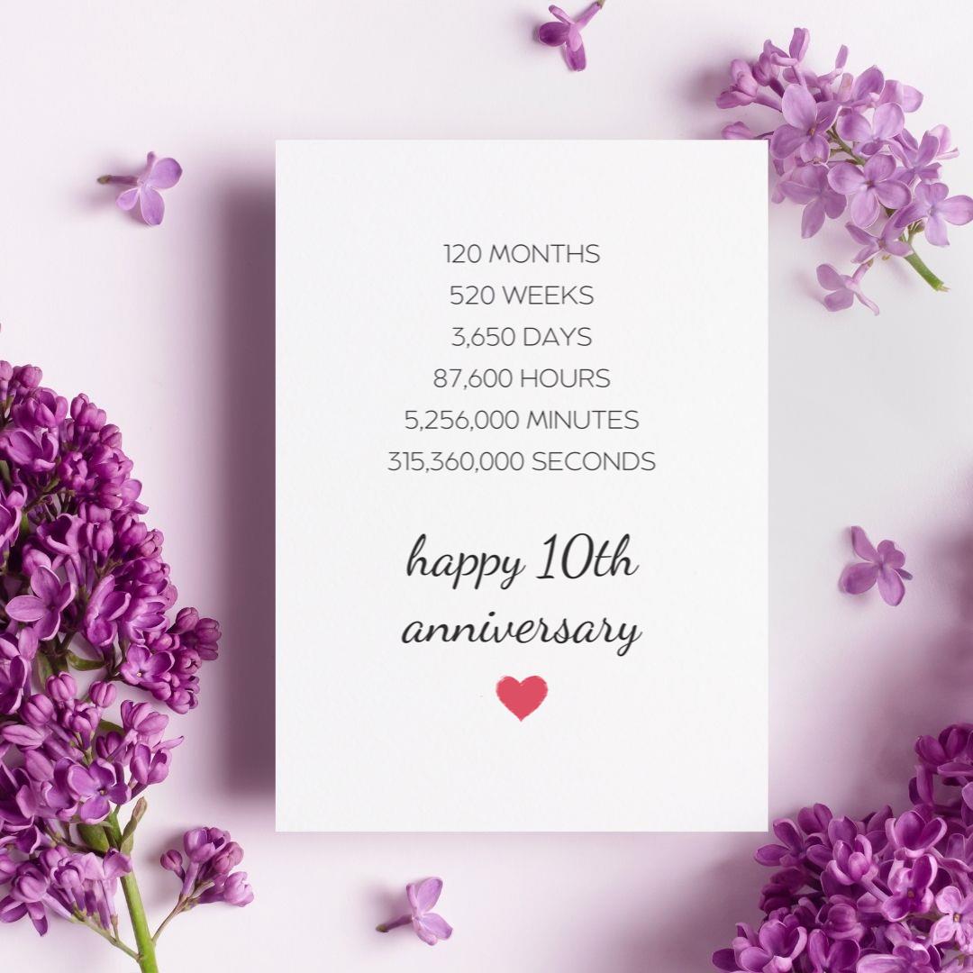 10th Anniversary Card, 10th Anniversary Gifts for Husband, 10 Year