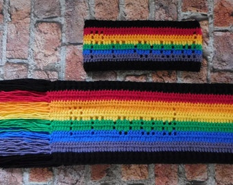 Pride themed Proud slogan scarf and ear warmer crochet pdf pattern