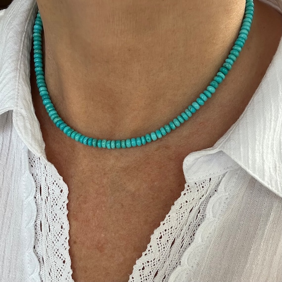 Turquoise rondelle deals necklace