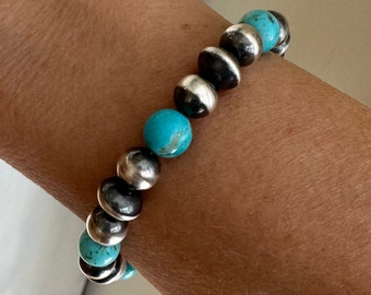 ⭐️希少⭐️キングマンターコイズ　ブレスレット　アメリカアリゾナ州　キングマン鉱山産 本物の8mmキングマンアリゾナターコイズブレスレット、ブルーグリーン