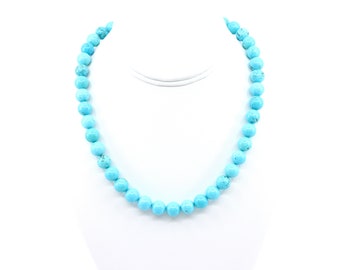 Large 10mm Sky Blue Arizona Turquoise Statement Necklace