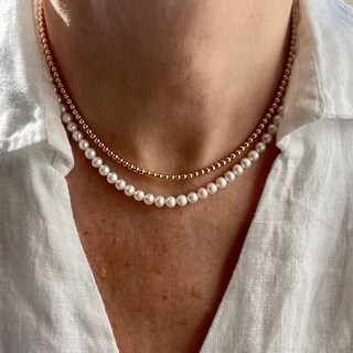 Collana Girocollo Vintage Con Perle E Catena Oro | Minimalista, Fluttuante | Gioiello Da Sposa E Ragazza