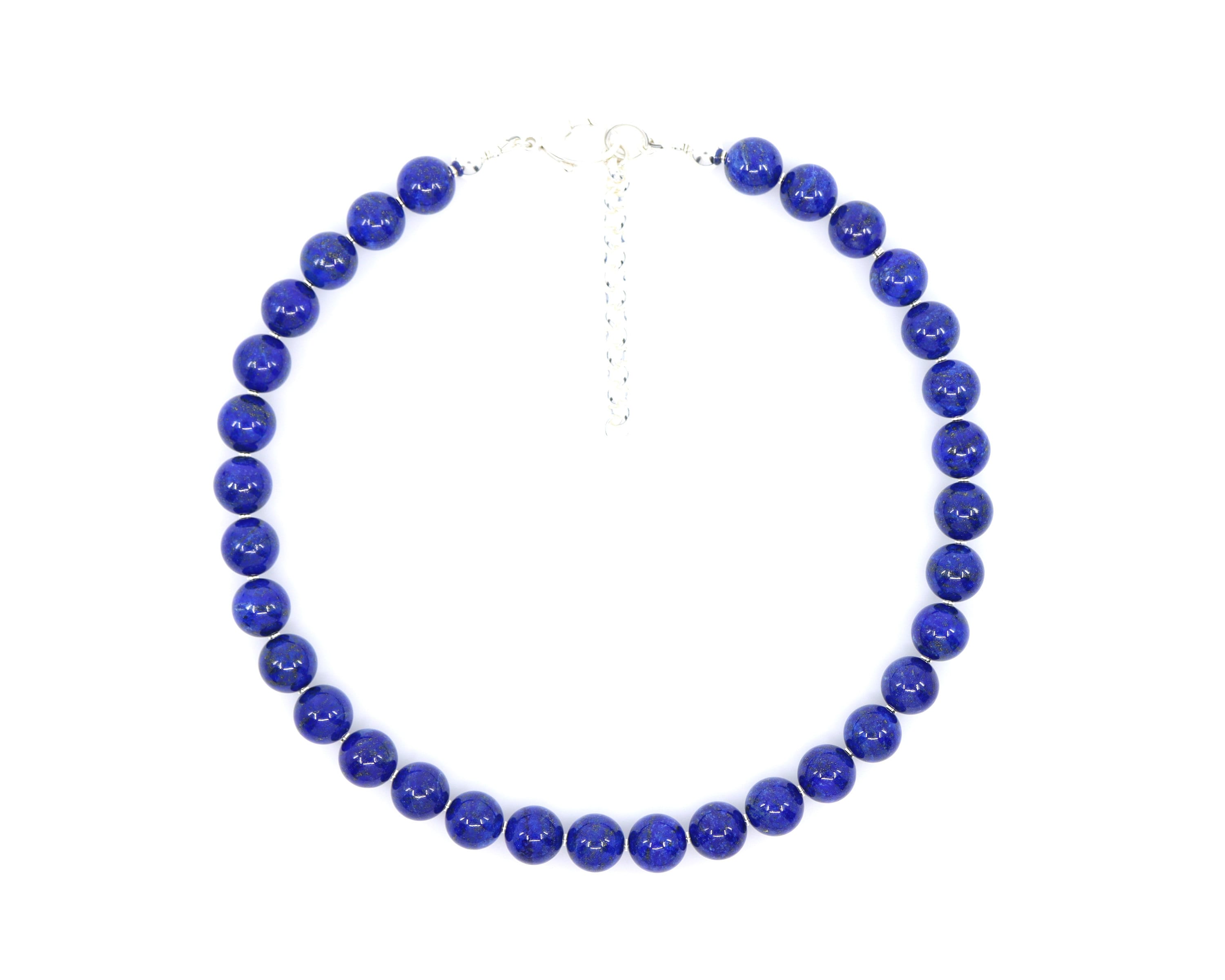 Collana Perline Pietra Preziosa Rotonda Lapislazzuli 12 mm