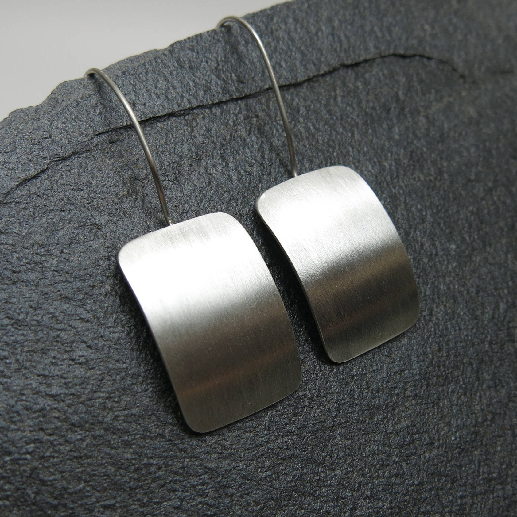 rectangular hoop earrings silver