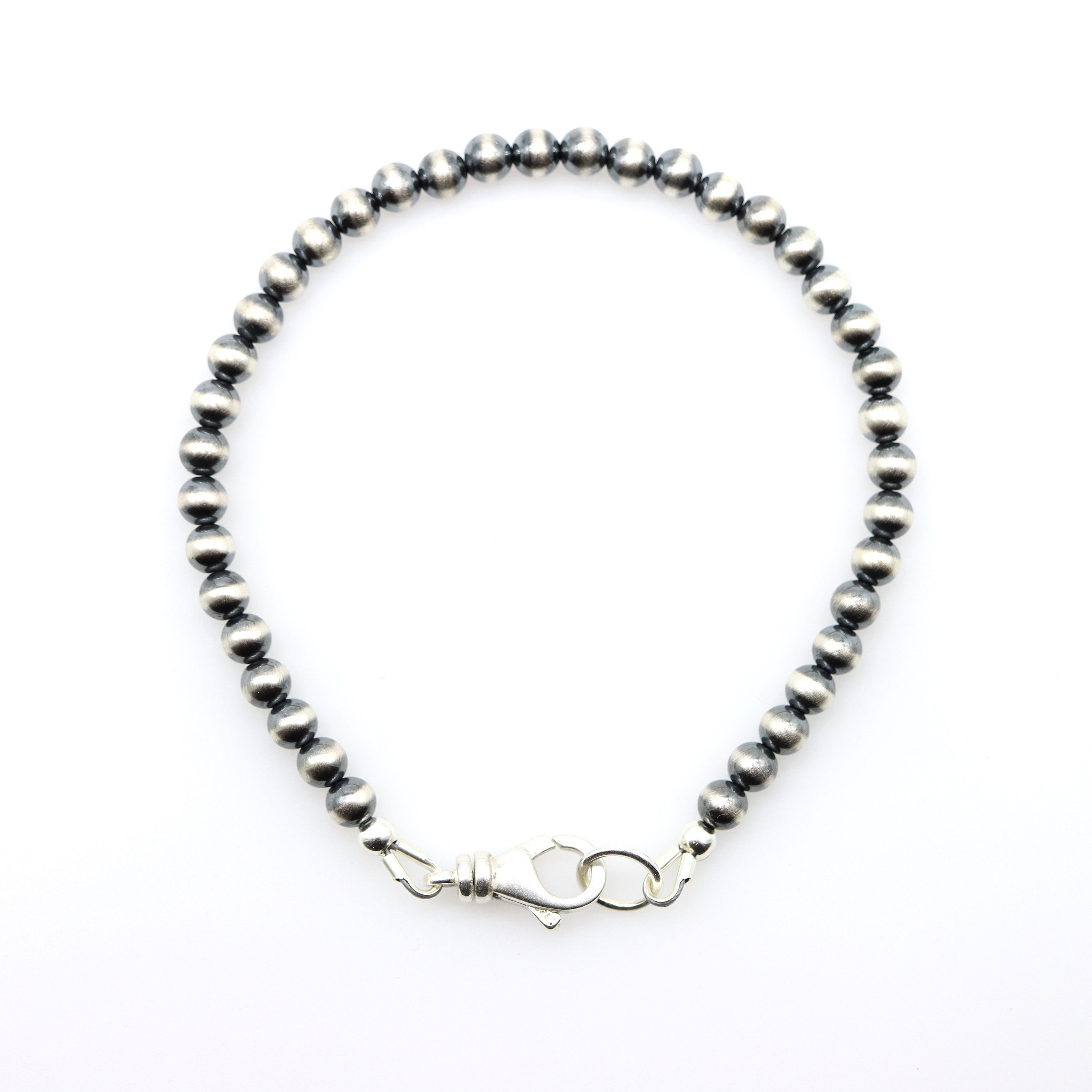 4mm Navajo Pearls Bracelet, .925 Sterling Silver Navajo