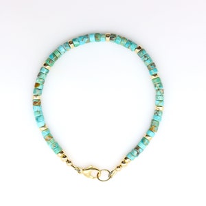 Arizona Turquoise Heishi Bead Bracelet: Sterling Silver, Gold Filled, or 14K Gold