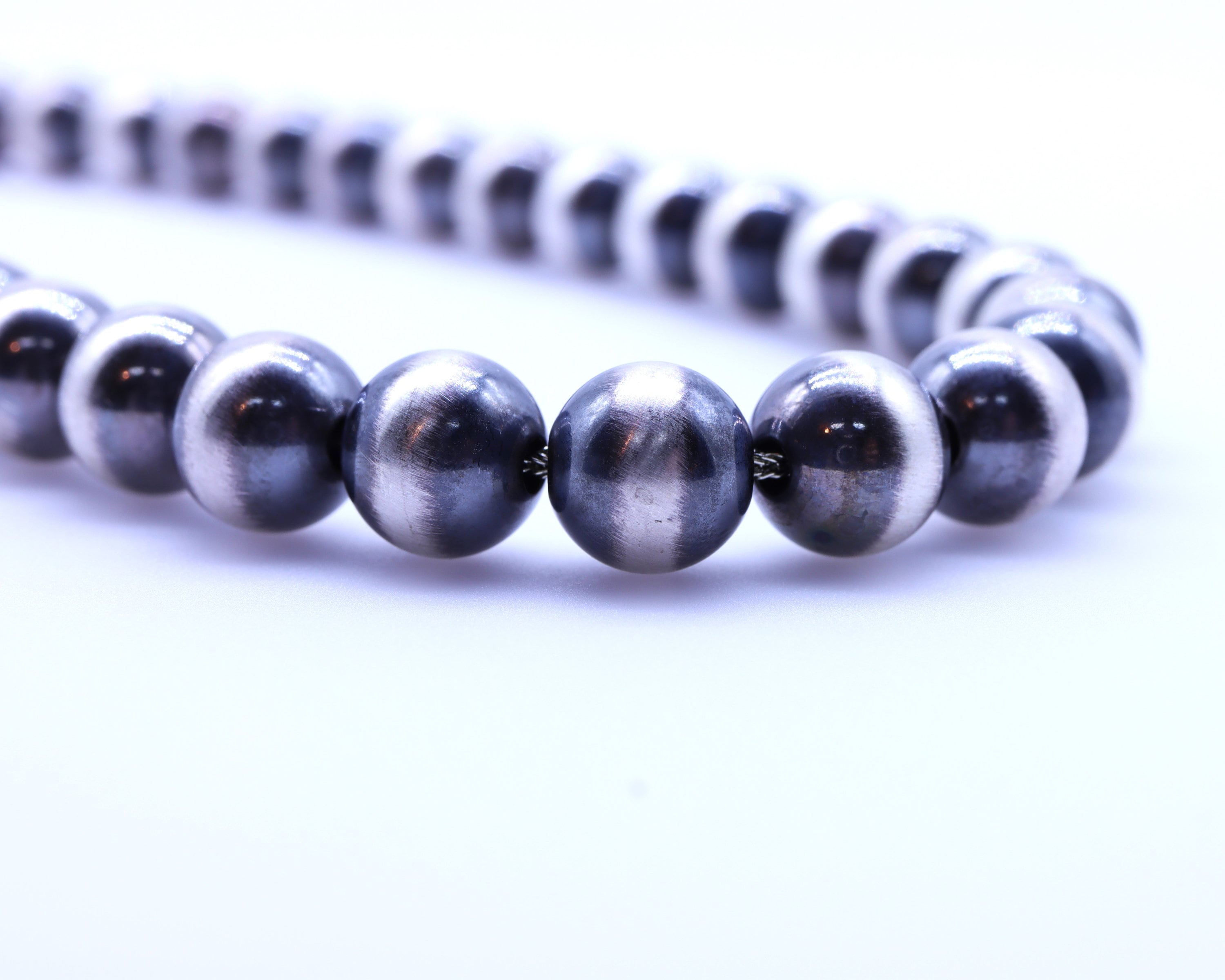 10mm Navajo Pearl Style Necklace, Real Genuine .925 Sterling 10mm Navajo Pearl Style Necklace, Real Genuine .925 Sterling