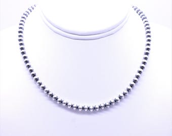 【リュウ】ナバホ族 シルバー925 ナバホパールビーズ ネックレス ナバホパール ナバホ パール ネックレス 8mm シルバー925 メンズ