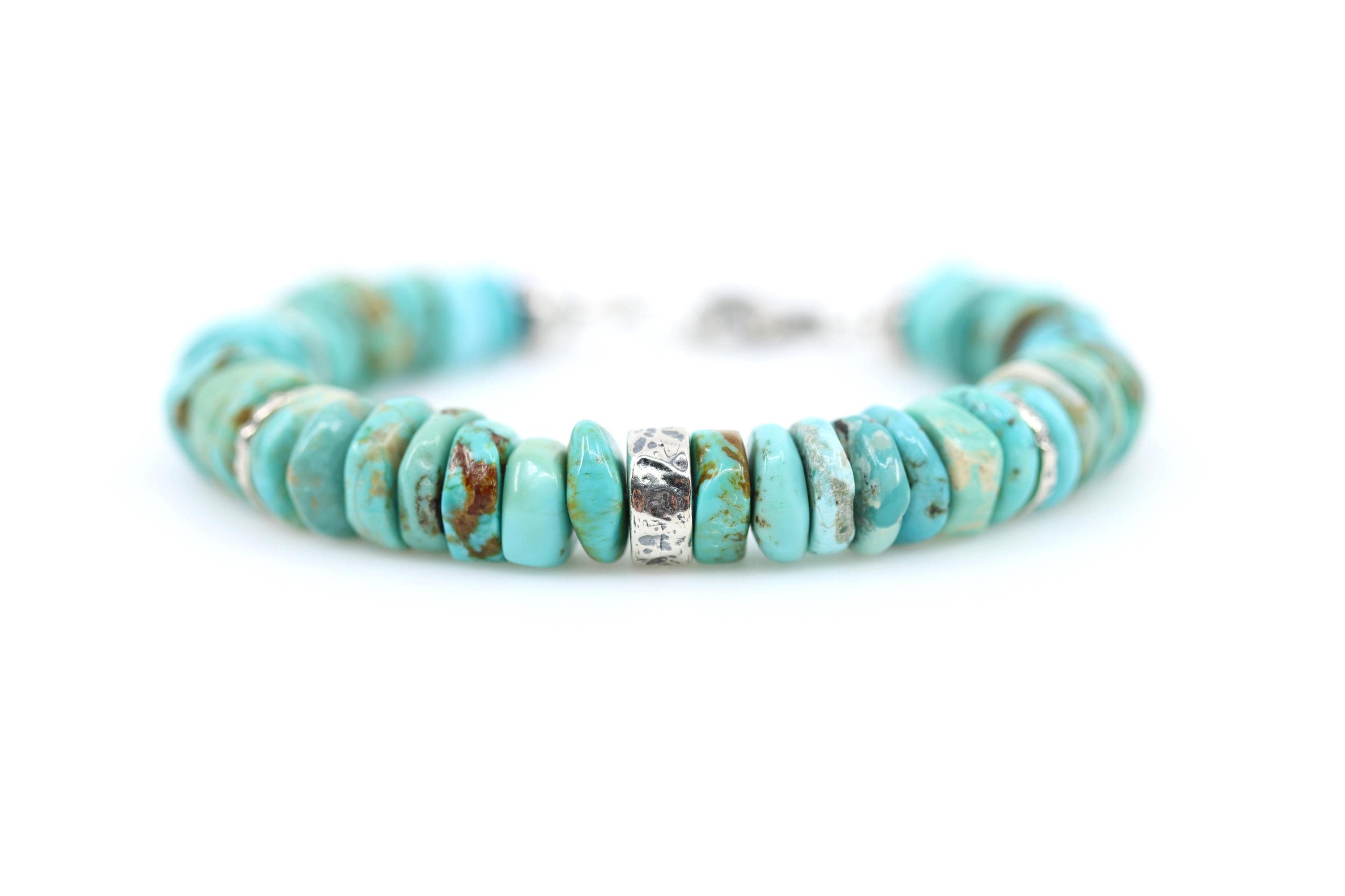 10mmブルーアリゾナターコイズヘイシブレスレット、アンティーク調