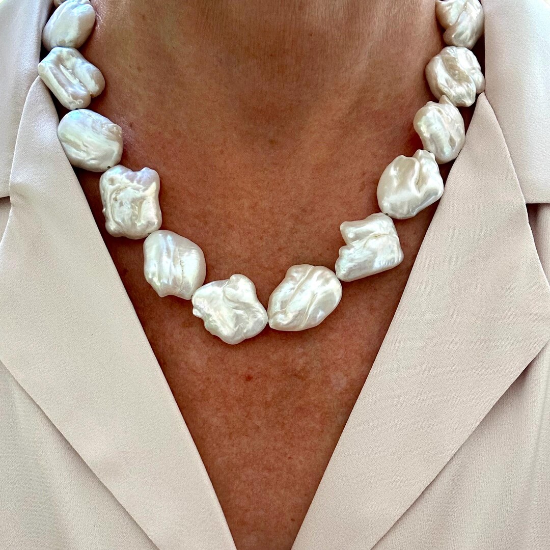 Large Baroque Pearl Choker Iridescent AAA Freshwater Pearl