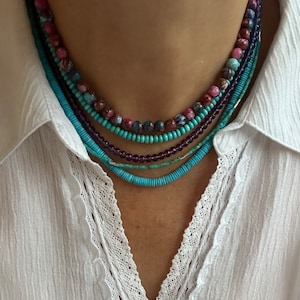 Faceted Amethyst Necklace: AAA Purple Rondelle Beads, Gold Fill or Silver