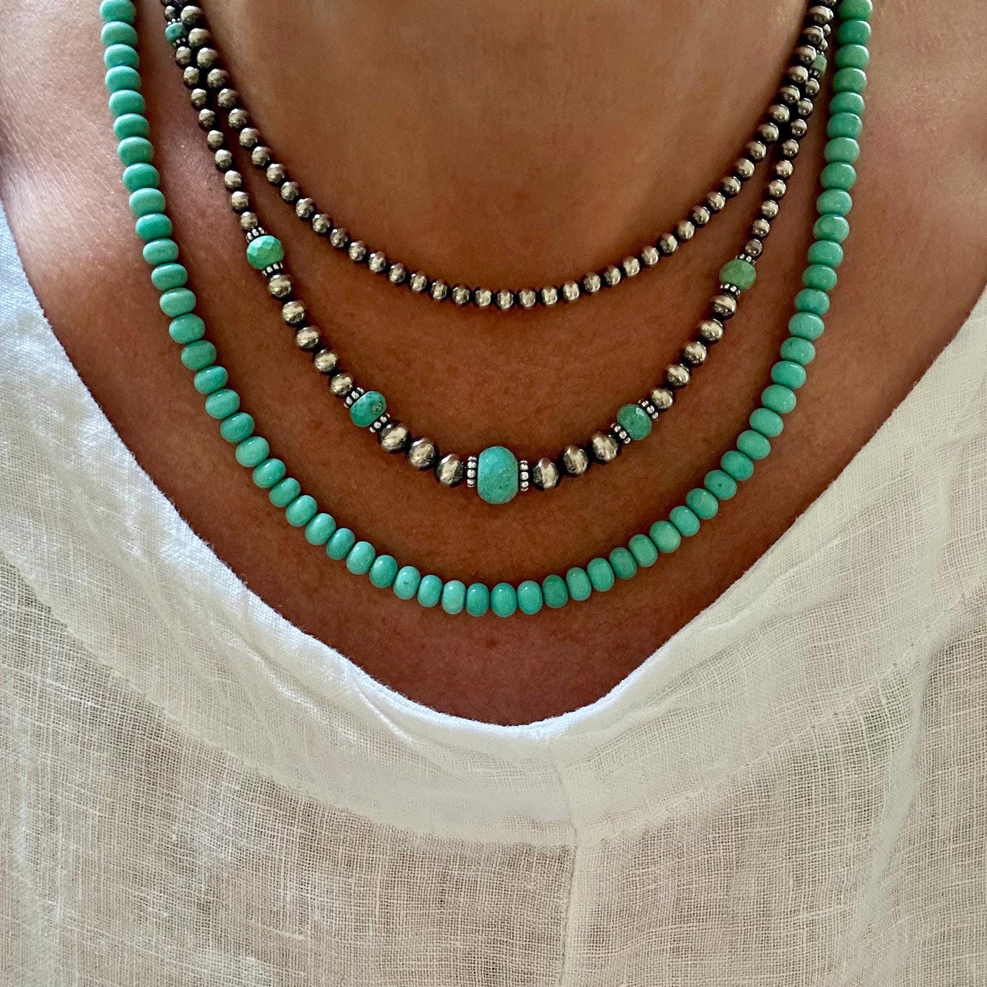 Collier Exceptionnel En Pépites De Turquoise Nevada - Rare, Neuf Sans Emballage | Bijou Unique