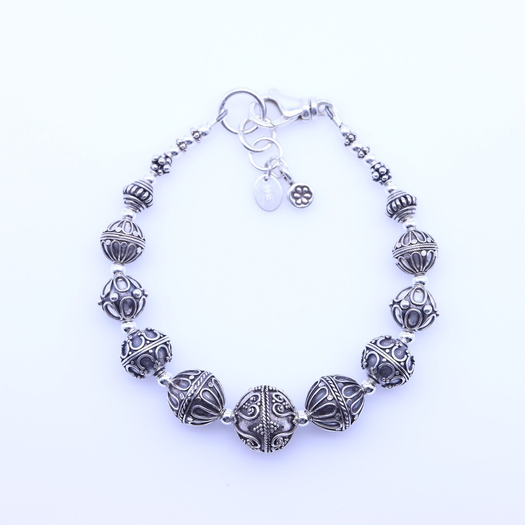 Sterling Silver Bali Bead Endless Hoop Earrings w/Ball Bead 12mm 並行輸入品 10mm 12mm Endless Hoop Earrings Bike Charms Sterling Silver