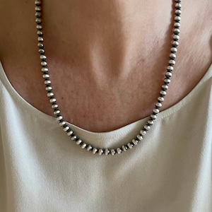 【メーカー包装済】 10 mm ナバホ パール スタイル ネックレス、本物の .925 アクセサリー